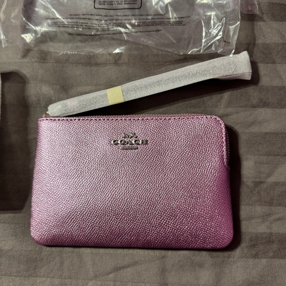 Coach Metallic Lilac Leather Wristlet